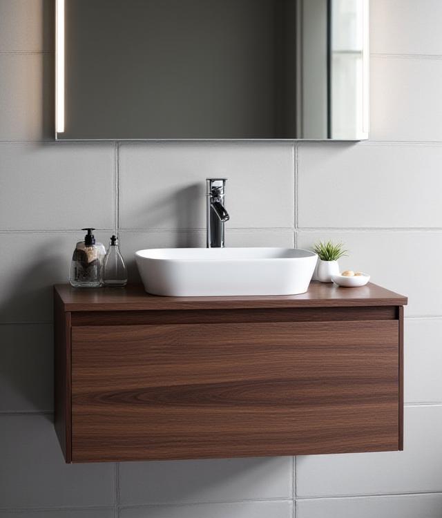 Walnut Vanity Unit with Integrated Sink, Galway
