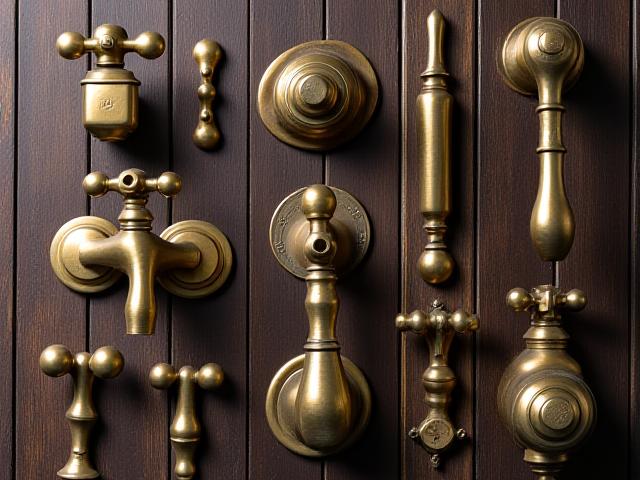 Collection of antique-inspired brass bathroom hardware